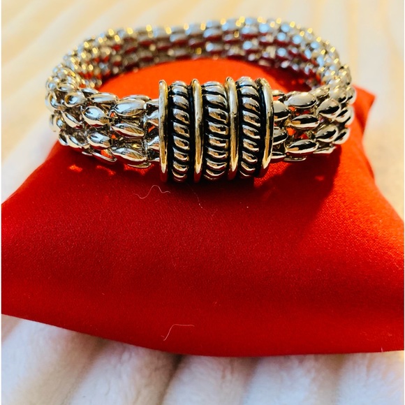 NWOT DAVID YURMAN STYLE COPY MESH CHAIN LINK BRACELET MAGNETIC CLASP STUNNING - Picture 2 of 4